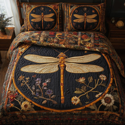 Golden dragonfly 3-Piece Quilted Bedding Set GFTONL5302
