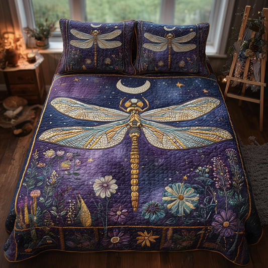 Moonlit Dragonfly 3-Piece Quilted Bedding Set GFTONL5303