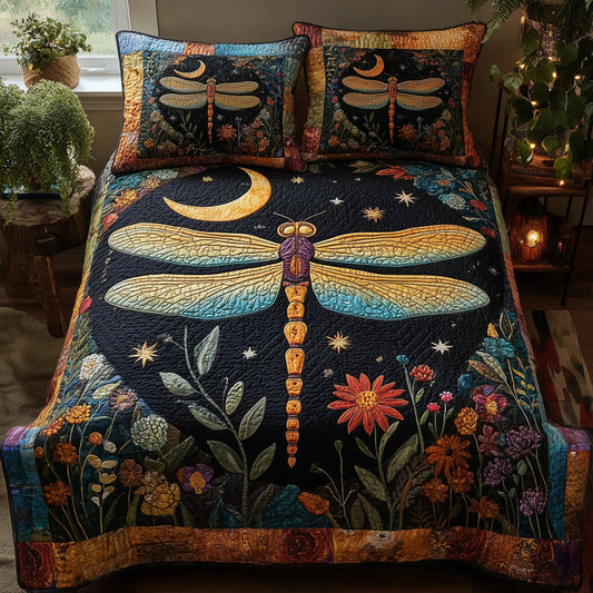 Midnight Dragonfly 3-Piece Quilted Bedding Set GFTONL5304
