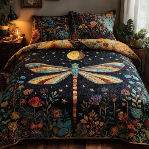 Moonlit Dragonfly 3-Piece Quilted Bedding Set GFTONL5305