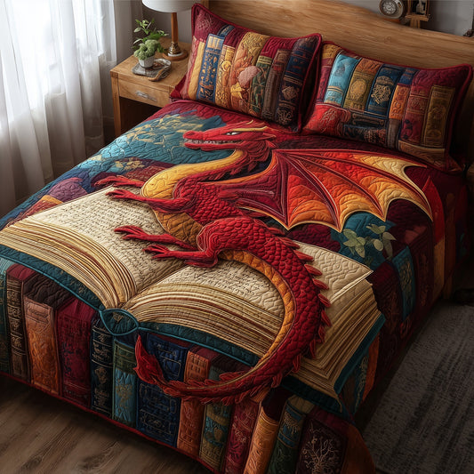 Red Dragon 3-Piece Quilted Bedding Set GFTONL5348