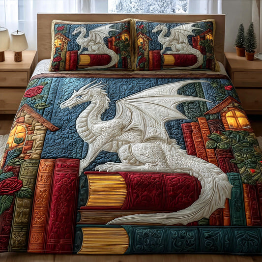 Bookish Dragon 3-Piece Quilted Bedding Set GFTONL5350
