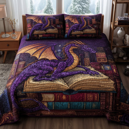 Vintage Purple Dragon 3-Piece Quilted Bedding Set GFTONL5356