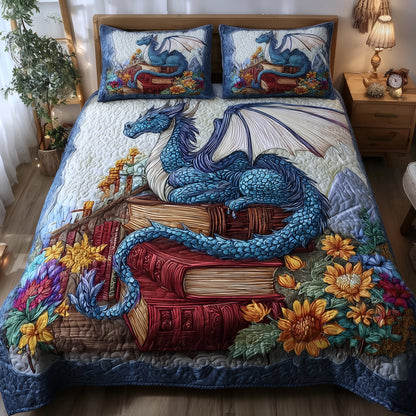 Bookish Dragon 3-Piece Quilted Bedding Set GFTONL5357