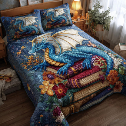 Bookish Dragon 3-Piece Quilted Bedding Set GFTONL5358