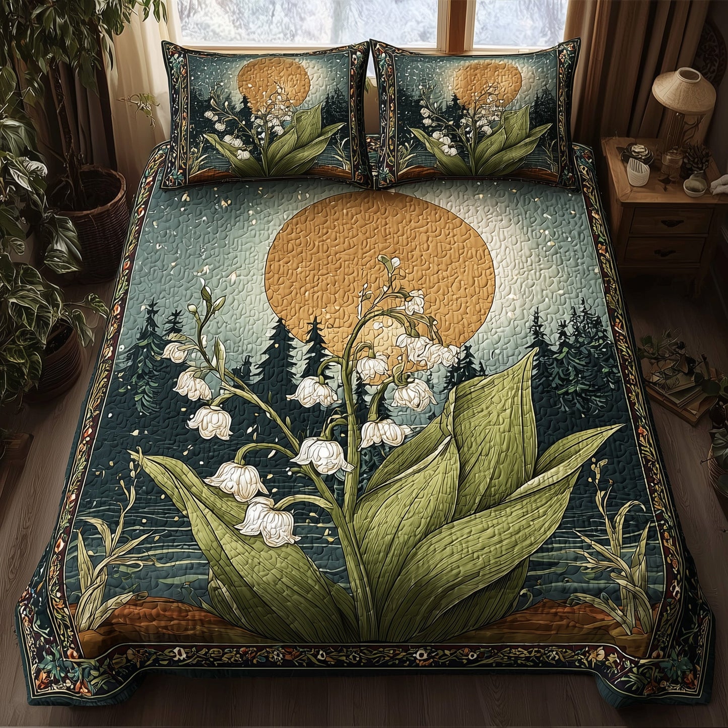 Lily Of The Valley Haven 3-Piece Quilted Bedding Set GFTONL5359