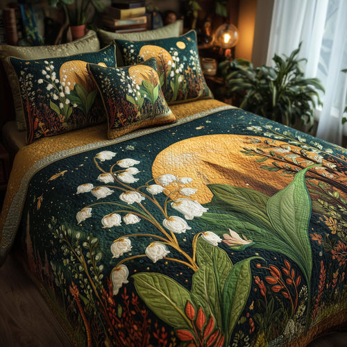 Moonlit Lily Of The Valley 3-Piece Quilted Bedding Set GFTONL5364