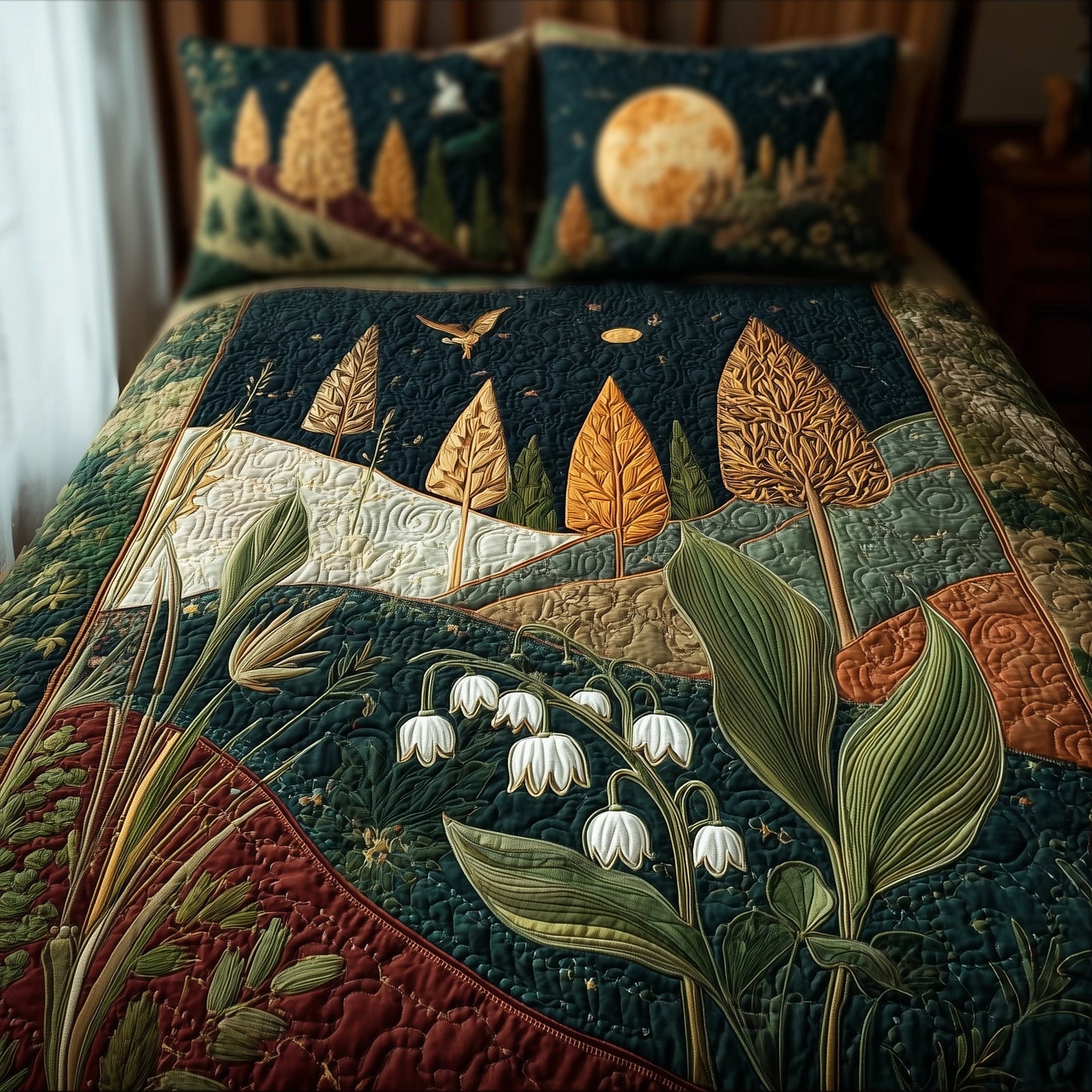 Lily Of The Valley 3-Piece Quilted Bedding Set GFTONL5365