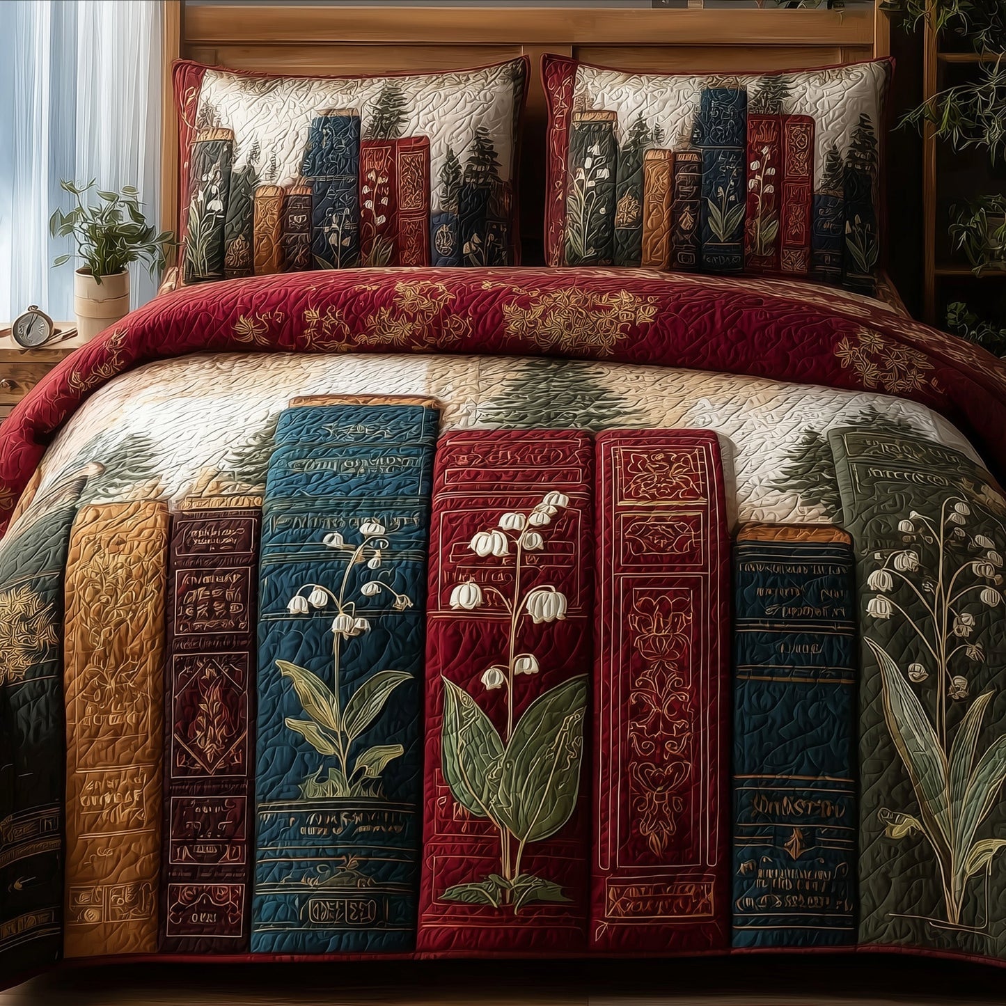 Lily Of The Valley Bookworm 3-Piece Quilted Bedding Set GFTONL5368
