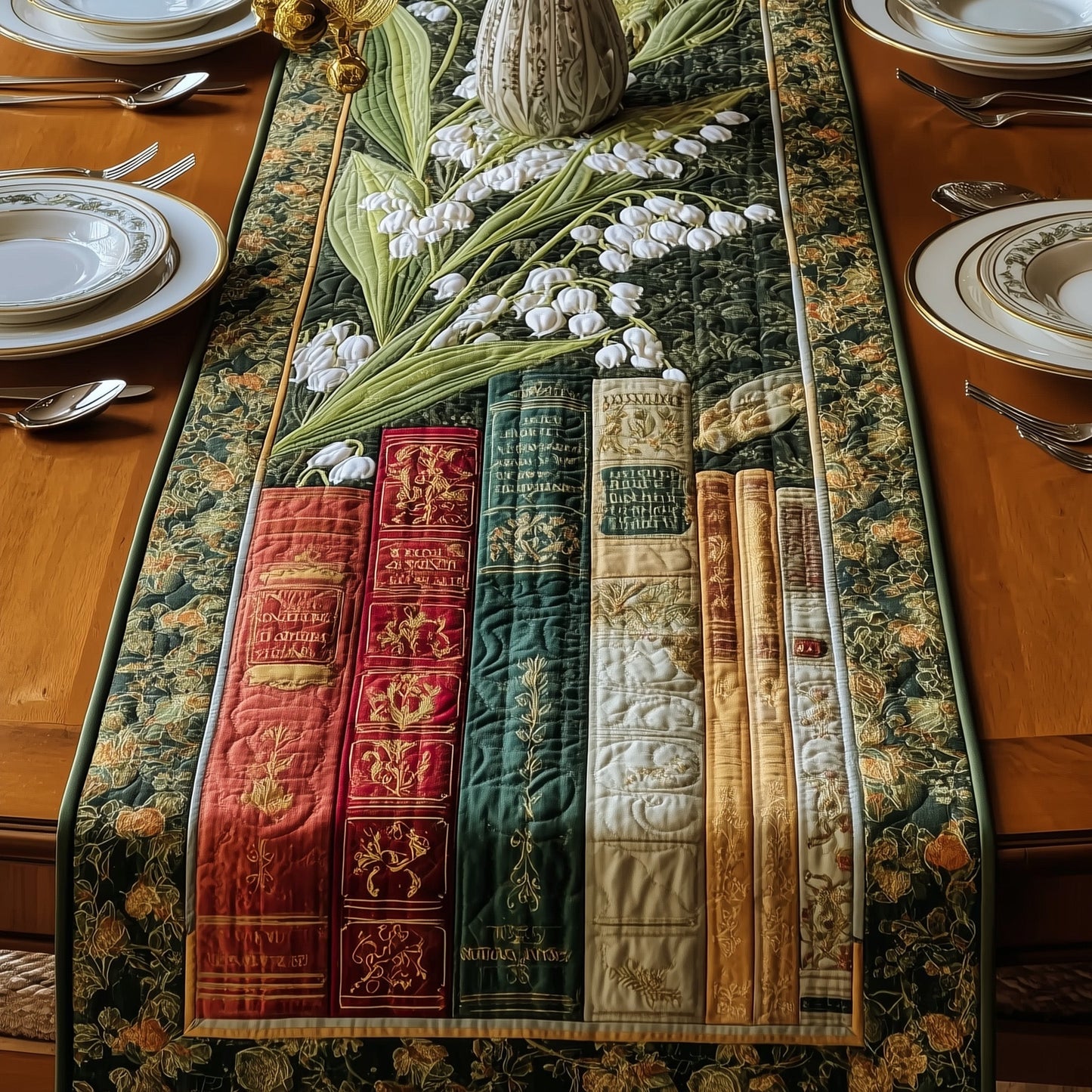 Rustic Lily Of The Valley Quilted Table Runner GFTONL5373