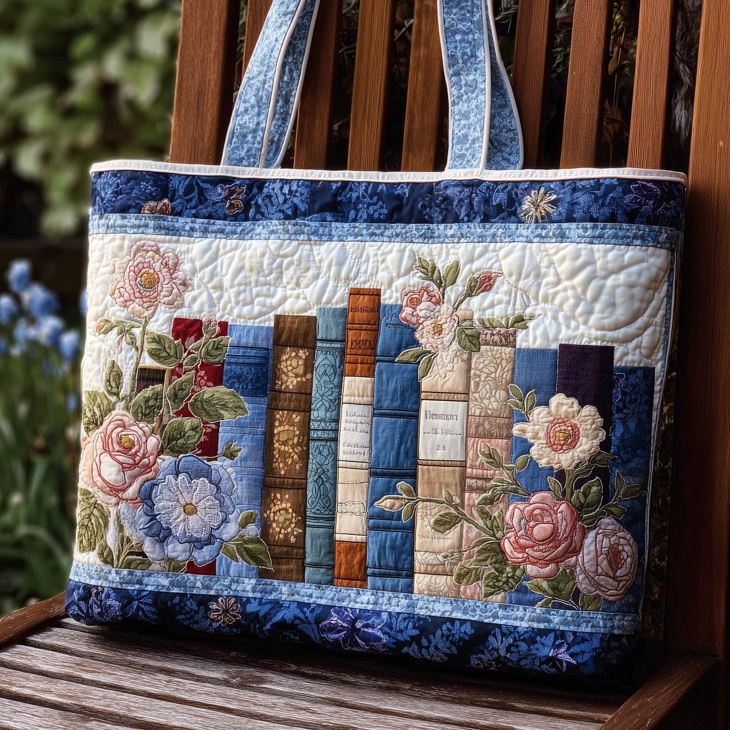 Peaceful Books Quilted Tote Bag GFTONL5377