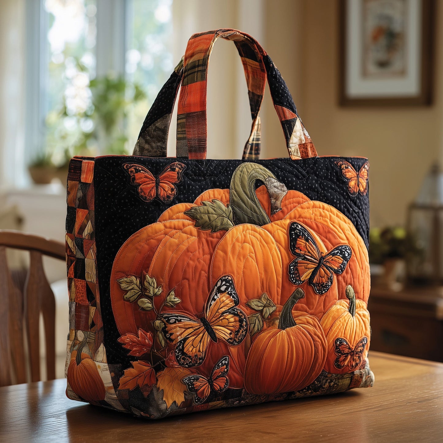 Pumpkin Butterfly Quilted Tote Bag GFTONL5417