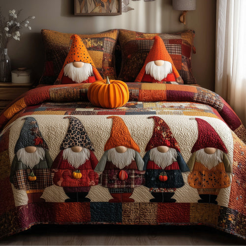 Gnome Family 3-Piece Quilted Bedding Set GFTONL5435