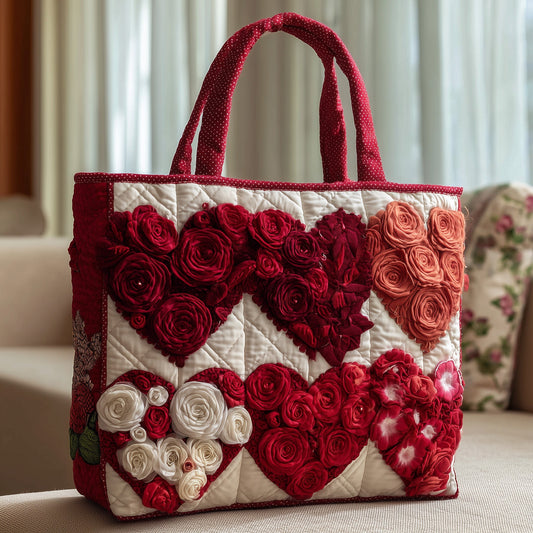 Heart Roses Quilted Tote Bag GFTONL5441