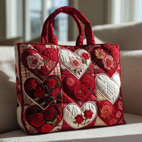 Heart Roses Quilted Tote Bag GFTONL5443