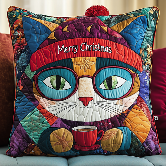 Holiday Cat Quilted Pillow Case GFTONL546