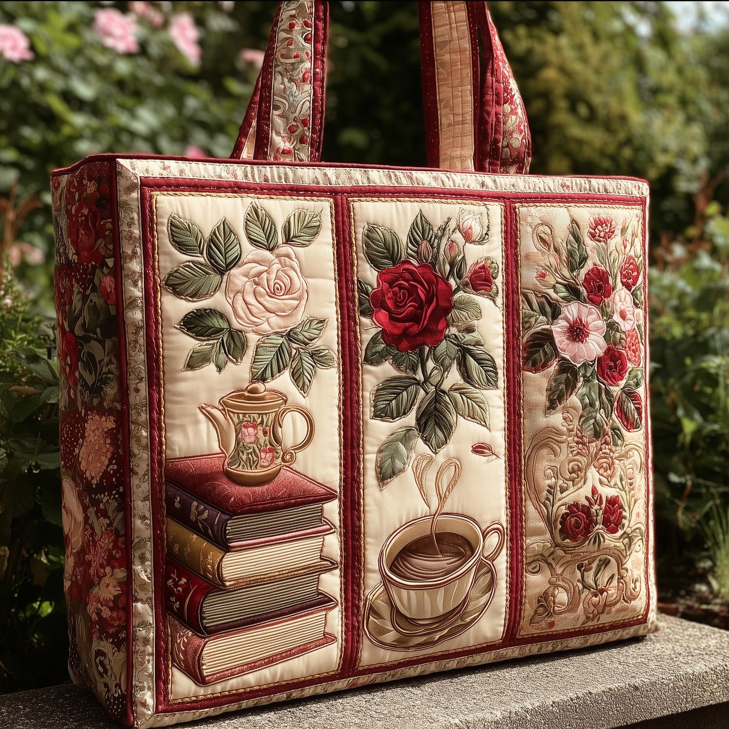 Vintage Tea Break Quilted Tote Bag GFTONL5478