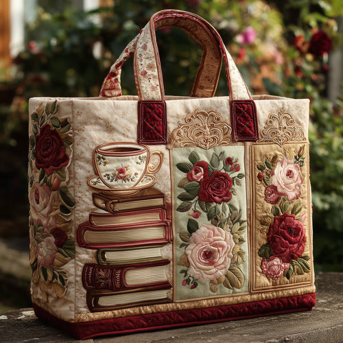 Vintage Book Garden Quilted Tote Bag GFTONL5479