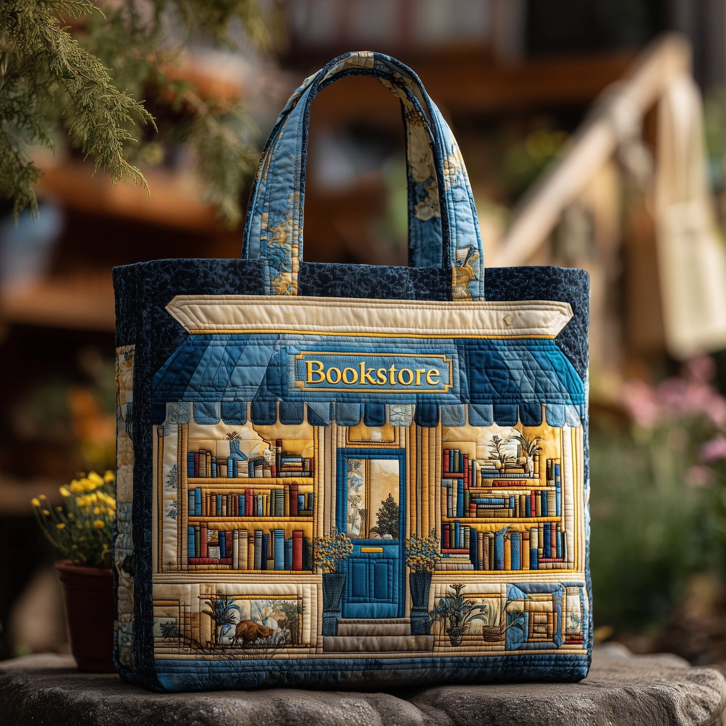 Charming Bookstore Quilted Tote Bag GFTONL5484