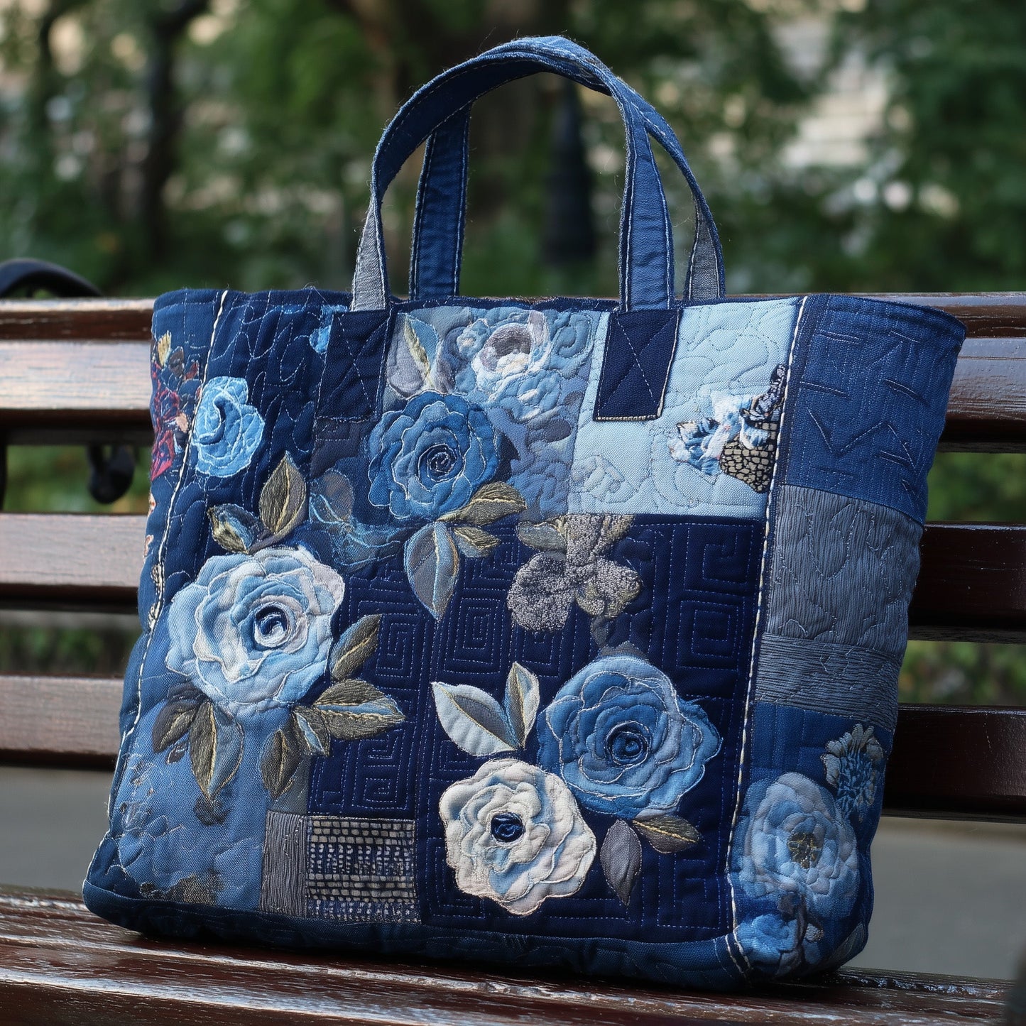 Blue Roses Quilted Tote Bag GFTONL5561