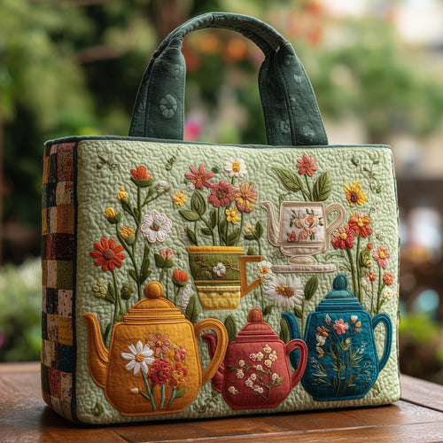 Floral Teapot Quilted Tote Bag GFTONL5620