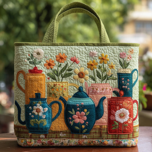 Floral Teapot Quilted Tote Bag GFTONL5621