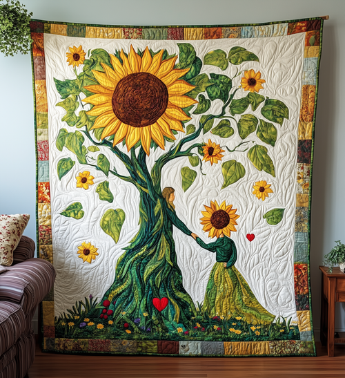 Mother & Daughter Bond Sunflowers Quilted Blanket GFTONL563