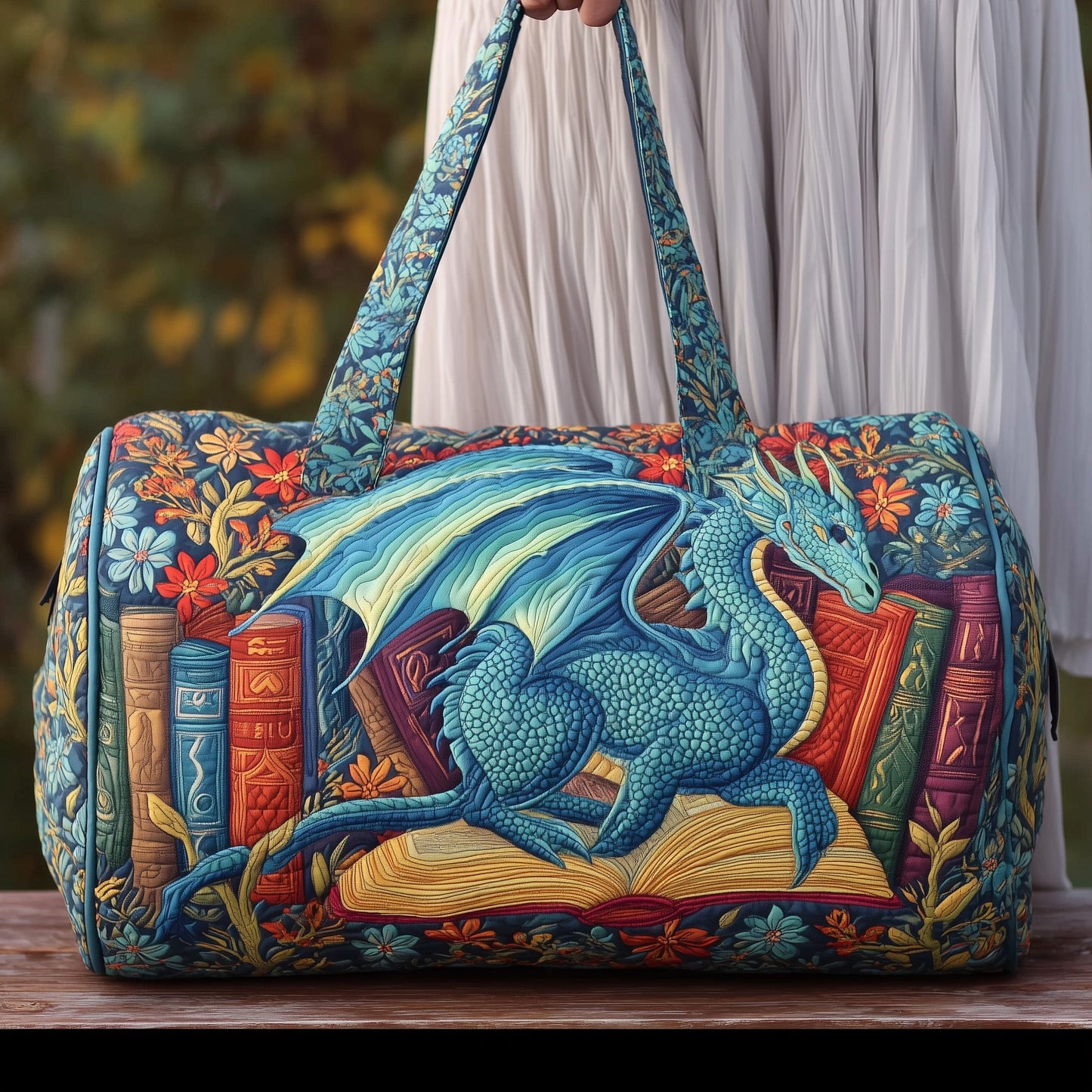 Dragon And Books Quilted Duffle Bag GFTONL5653