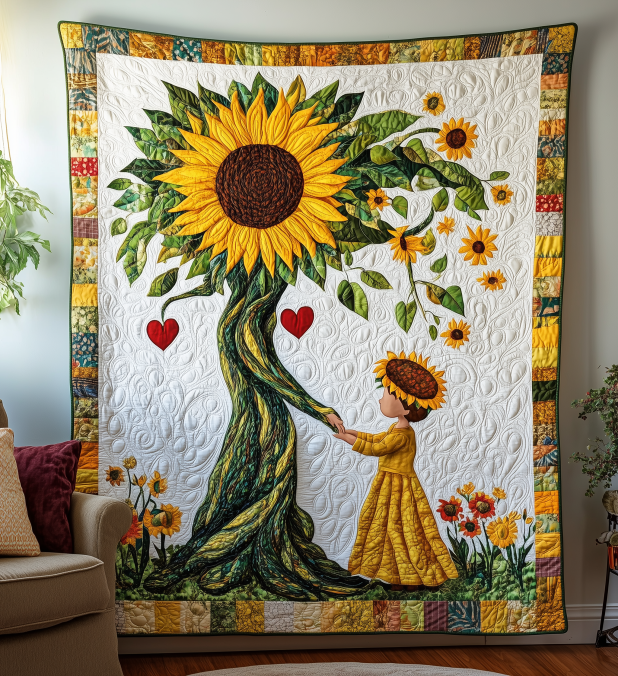 Mother & Daughter Bond Sunflowers Quilted Blanket GFTONL565