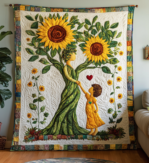 Mother & Daughter Bond Sunflowers Quilted Blanket GFTONL566
