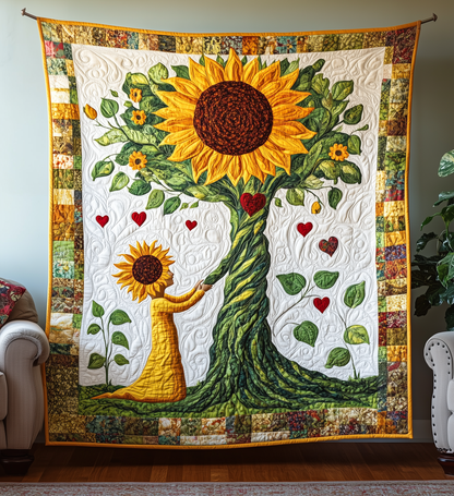 Mother & Daughter Bond Sunflowers Quilted Blanket GFTONL567