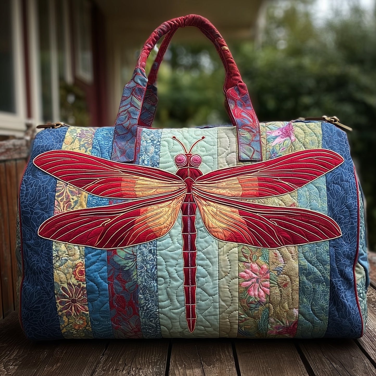 Elegant Dragonfly Quilted Duffle Bag GFTONL5697