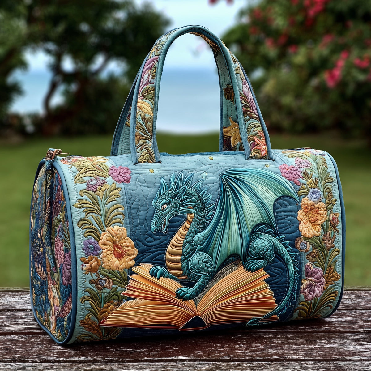 Dragon And Book Quilted Duffle Bag GFTONL5722