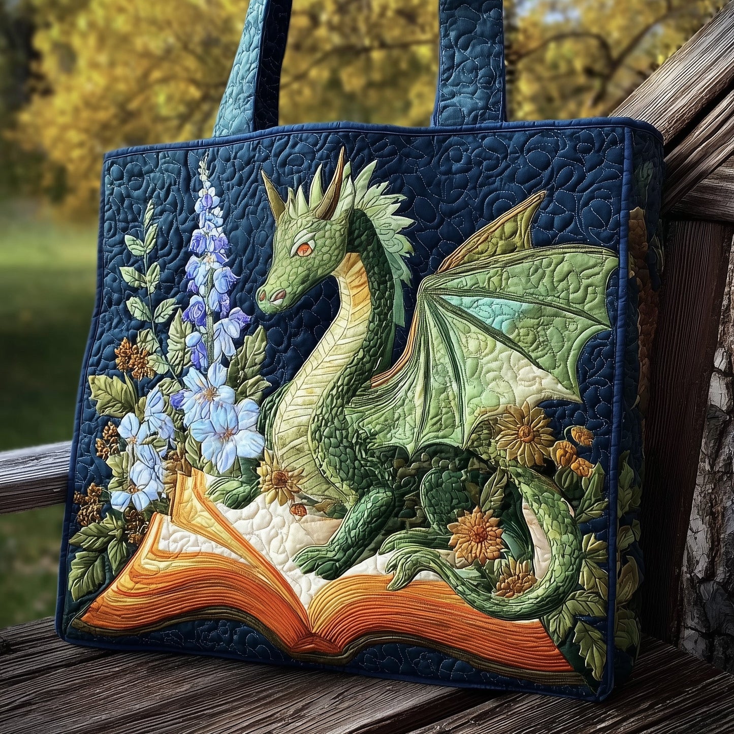 Reading Dragon Quilted Tote Bag GFTONL5764