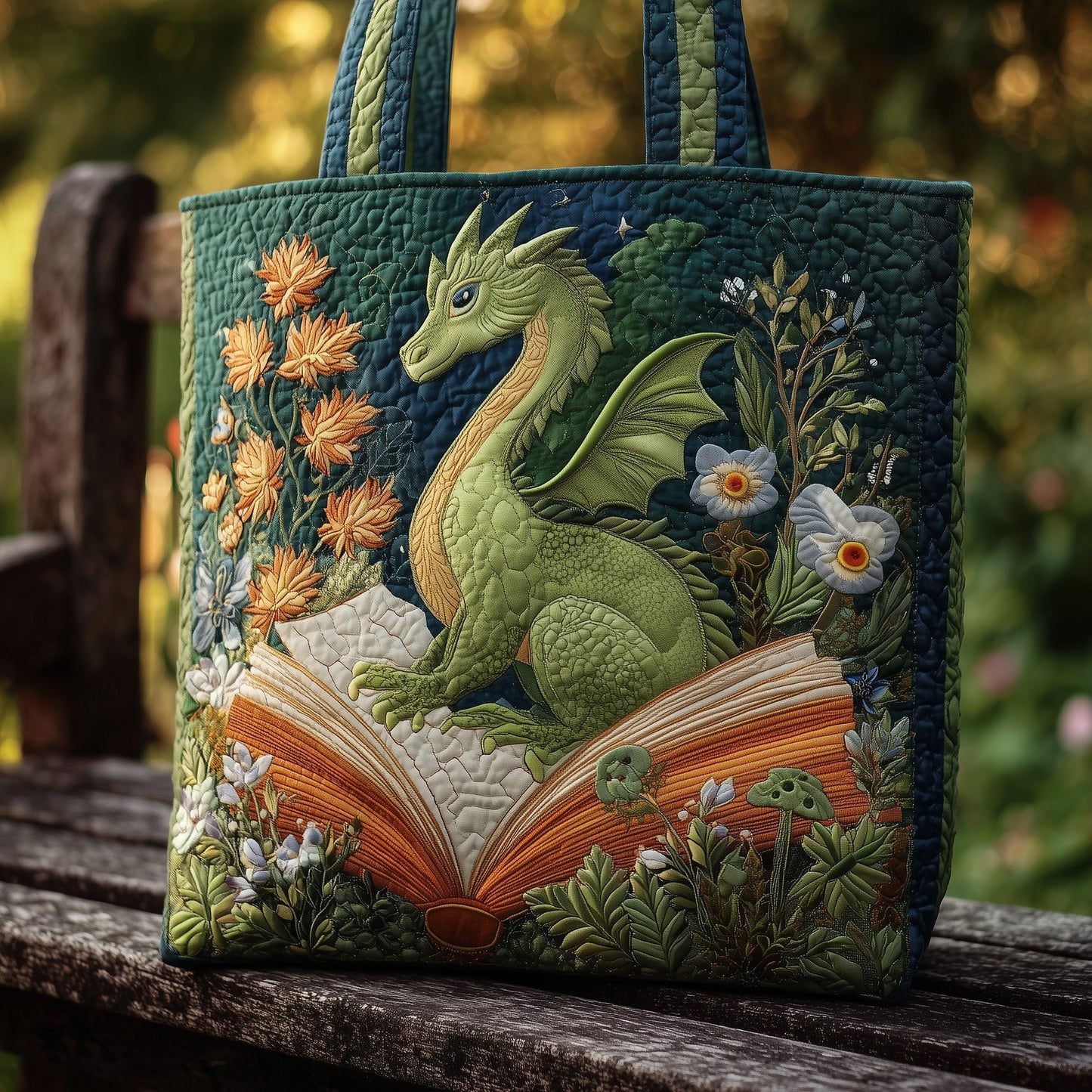Reading Dragon Quilted Tote Bag GFTONL5769