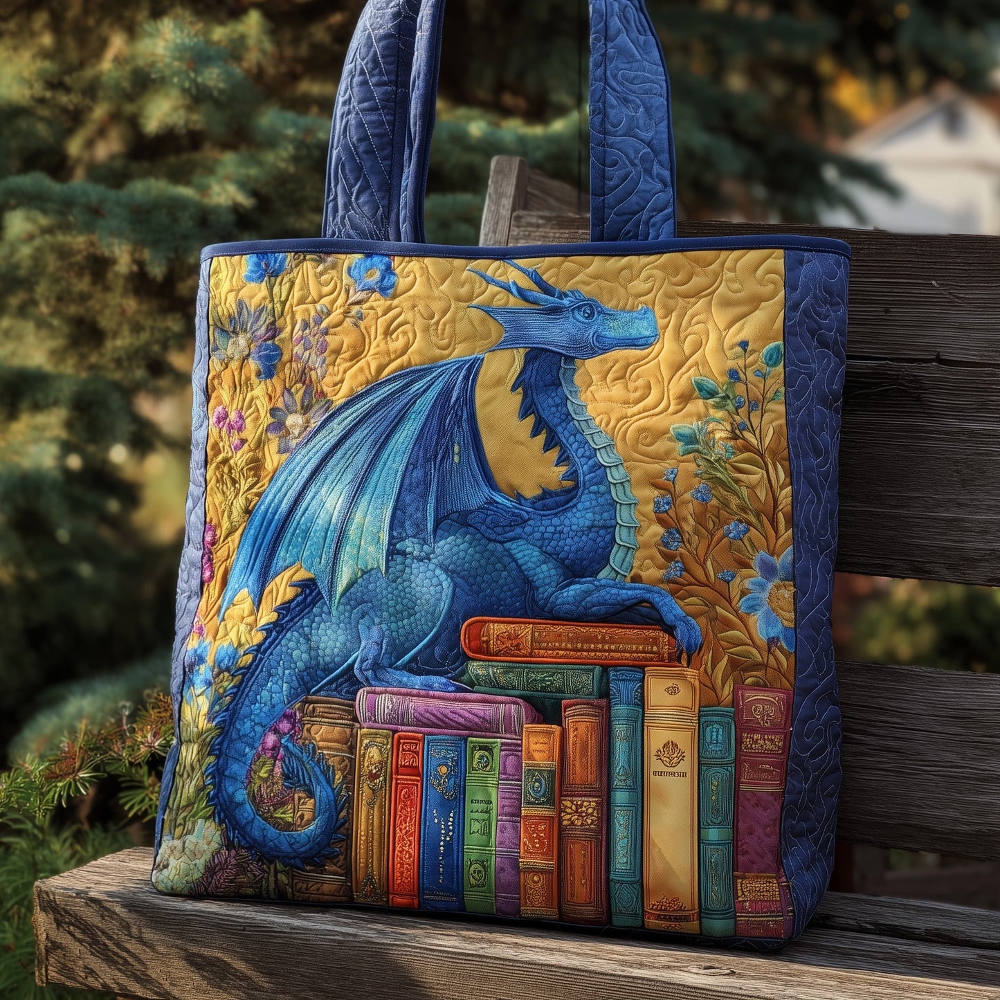 Bookworm Dragon Quilted Tote Bag GFTONL5772