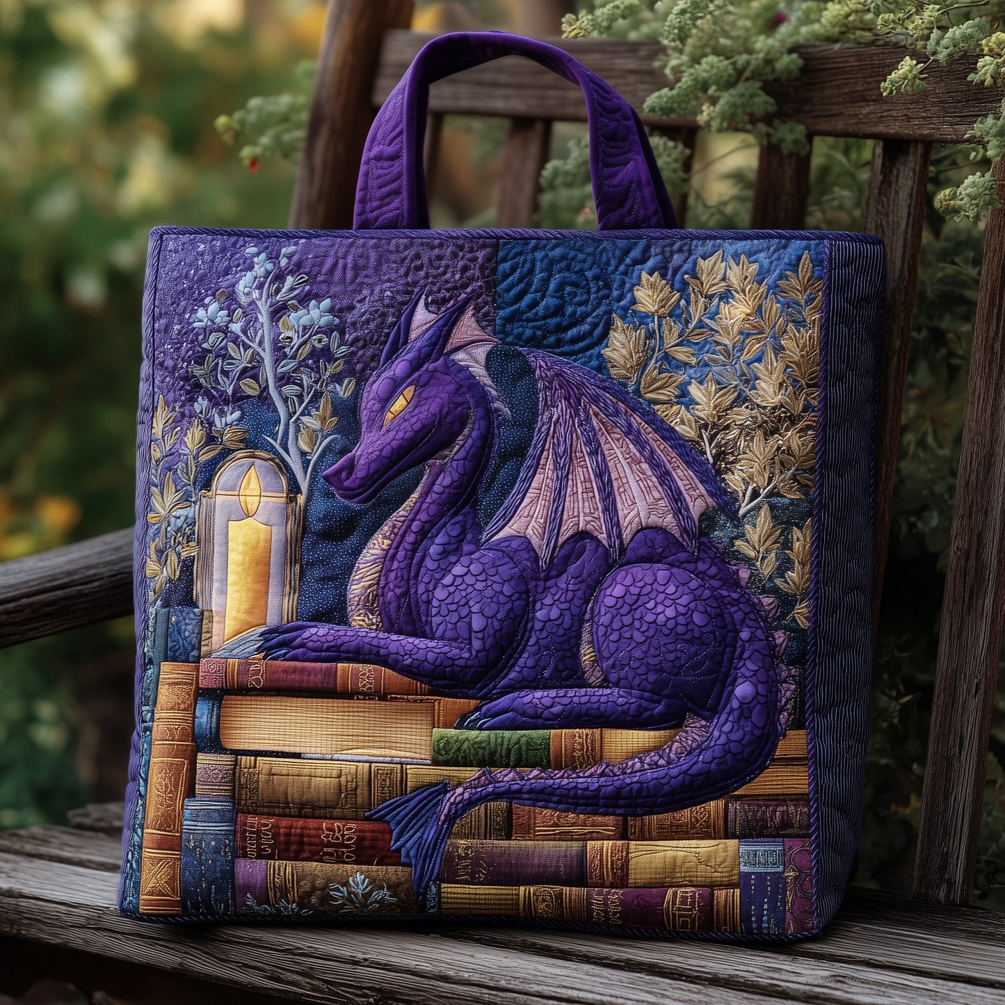 Purple Dragon Quilted Tote Bag GFTONL5783