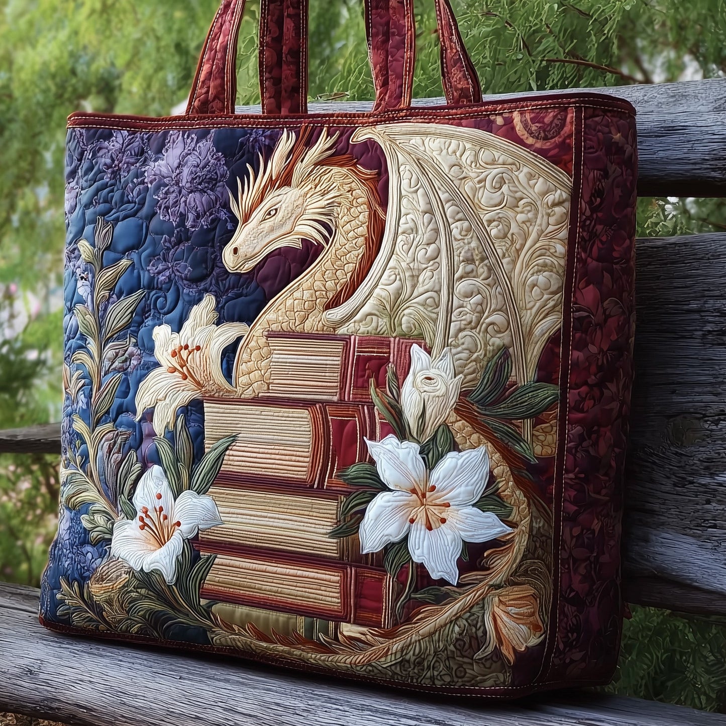 Floral Dragon Quilted Tote Bag GFTONL5793