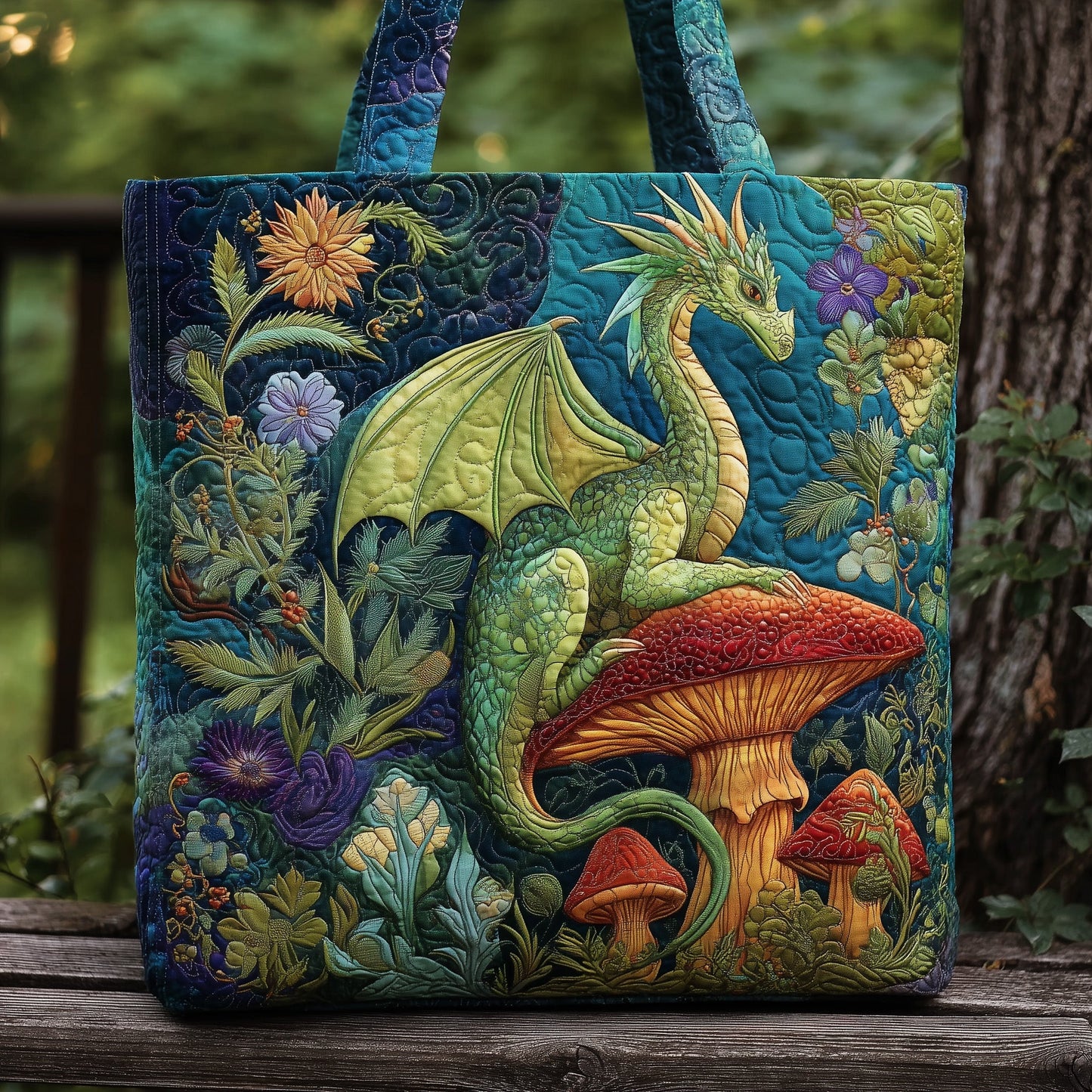 Mushroom Dragon Quilted Tote Bag GFTONL5797