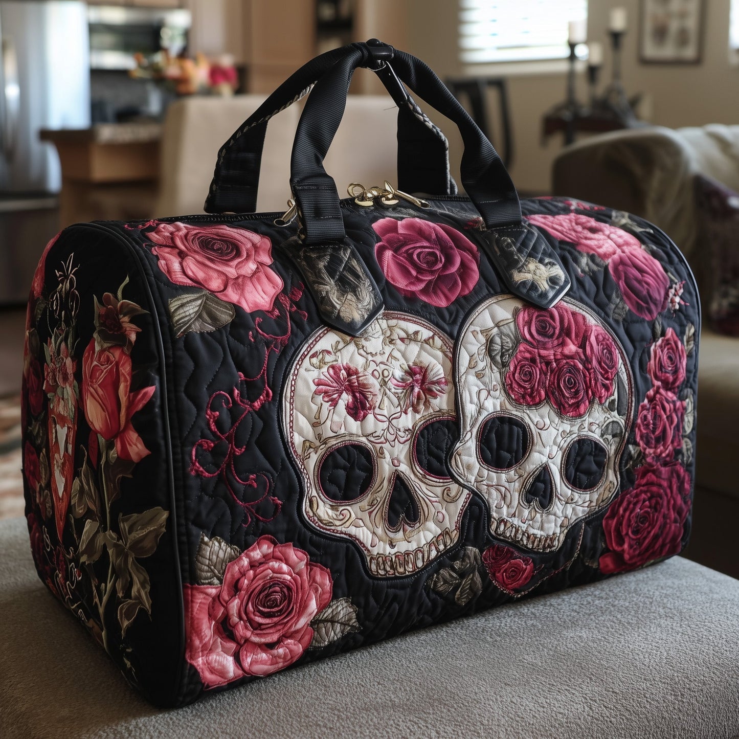 Skull Couple Quilted Duffle Bag GFTONL5801