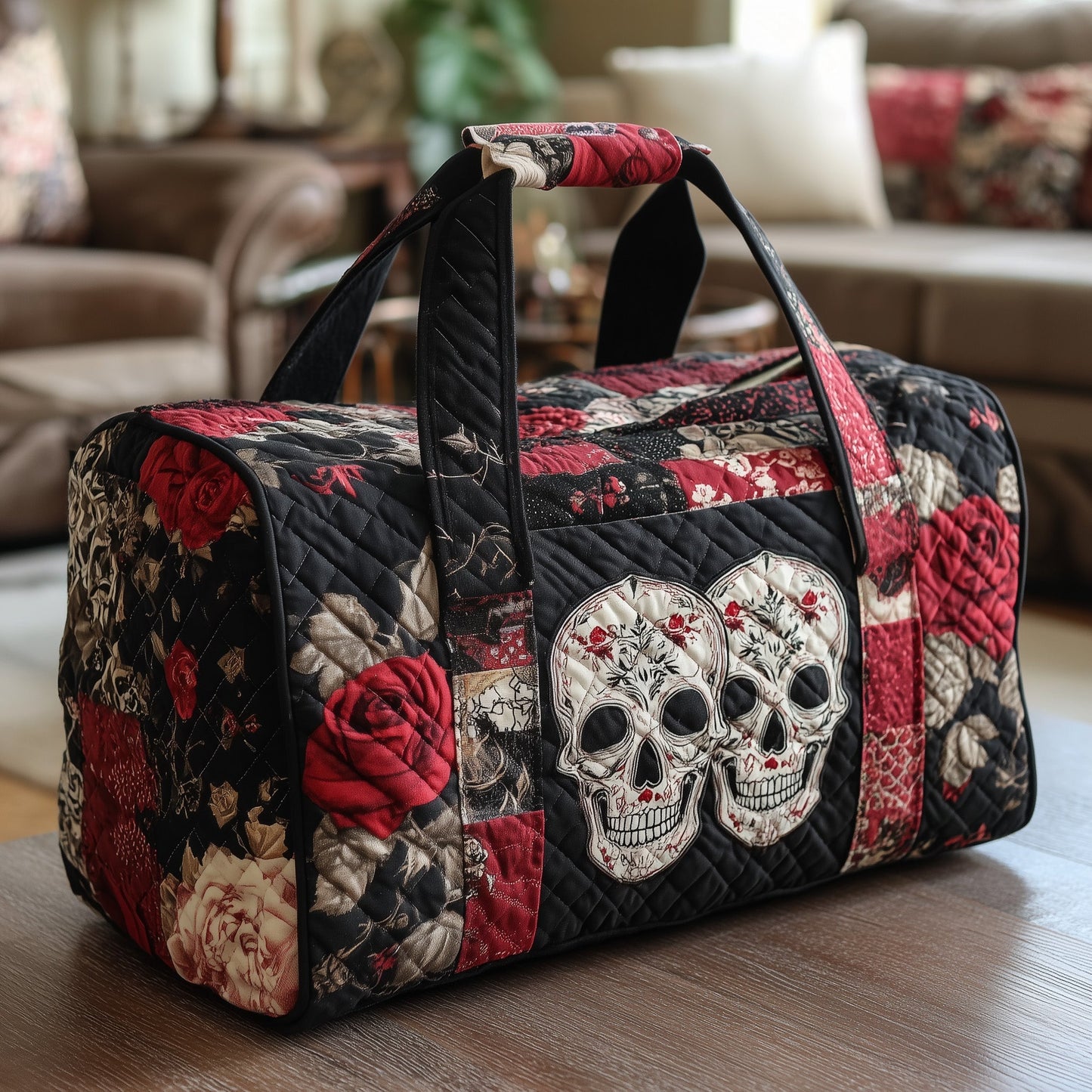 Skull Couple Quilted Duffle Bag GFTONL5802