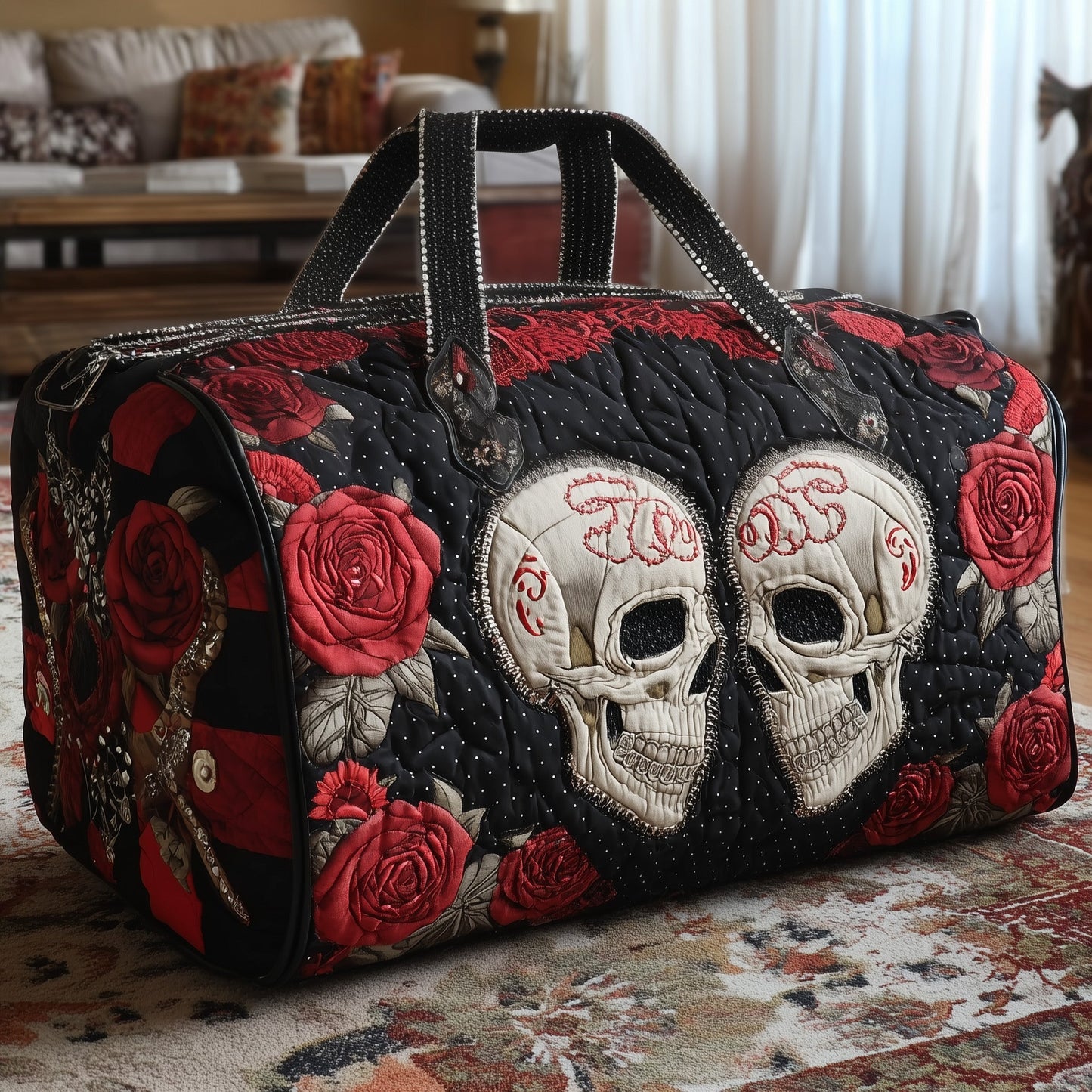 Skull Couple Quilted Duffle Bag GFTONL5812