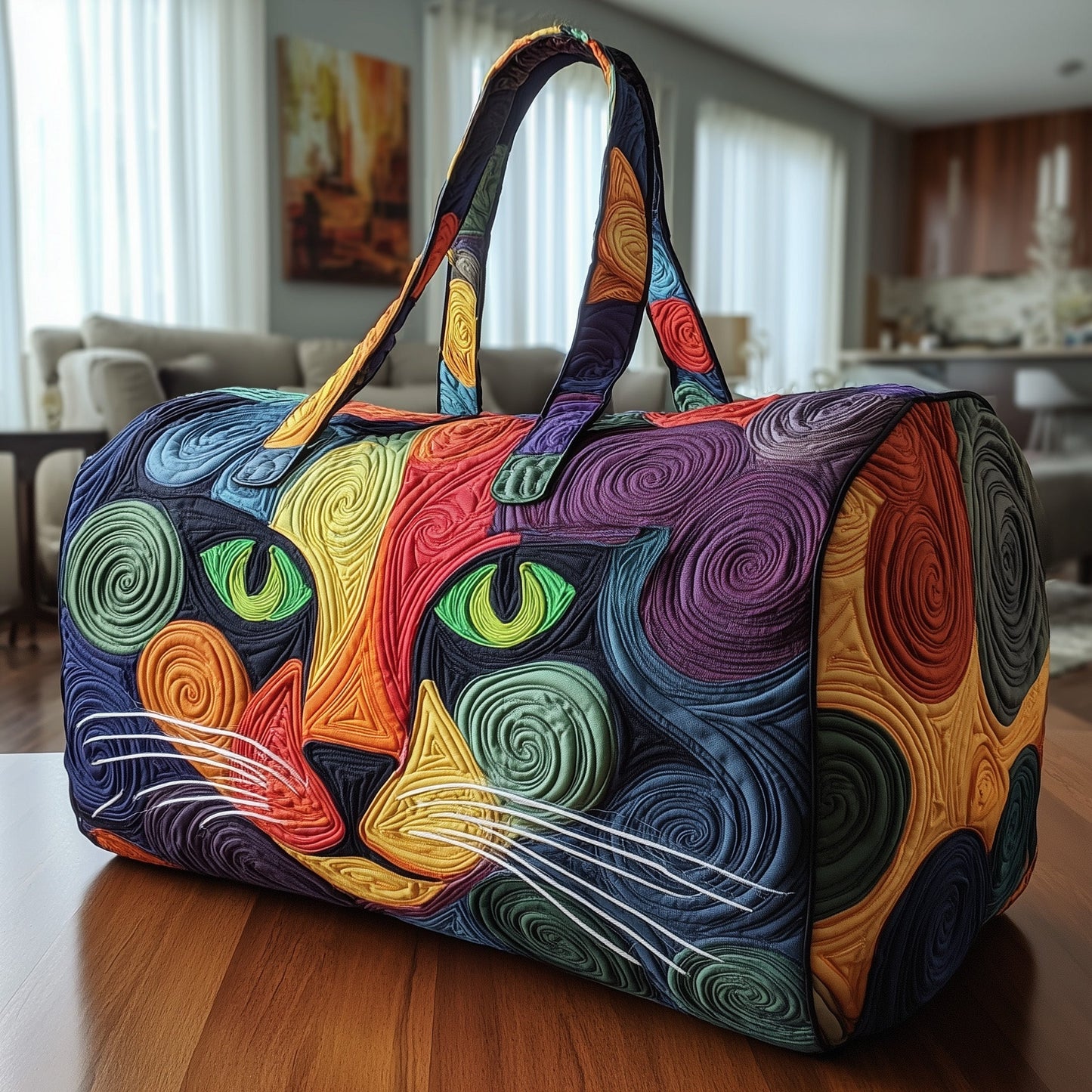 Swirl Cat Quilted Duffle Bag GFTONL5843
