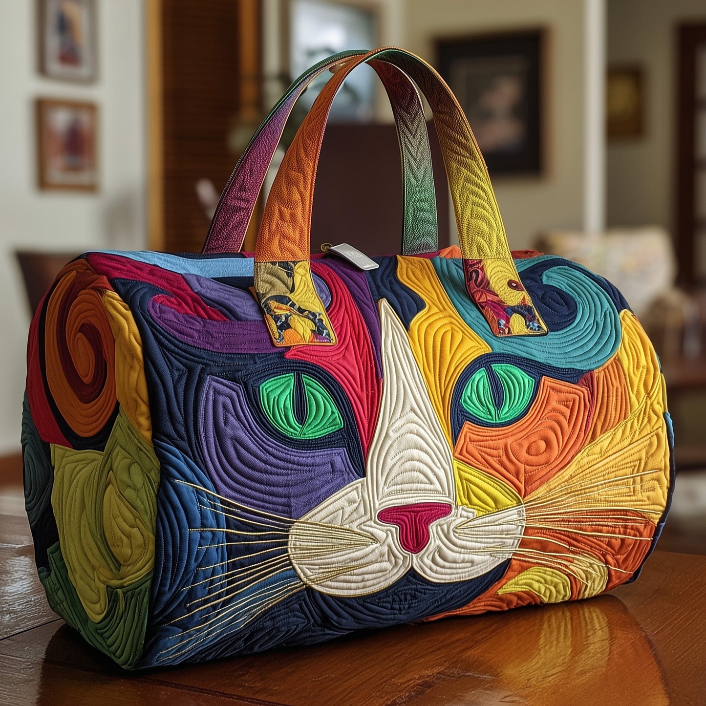 Swirl Cat Quilted Duffle Bag GFTONL5846