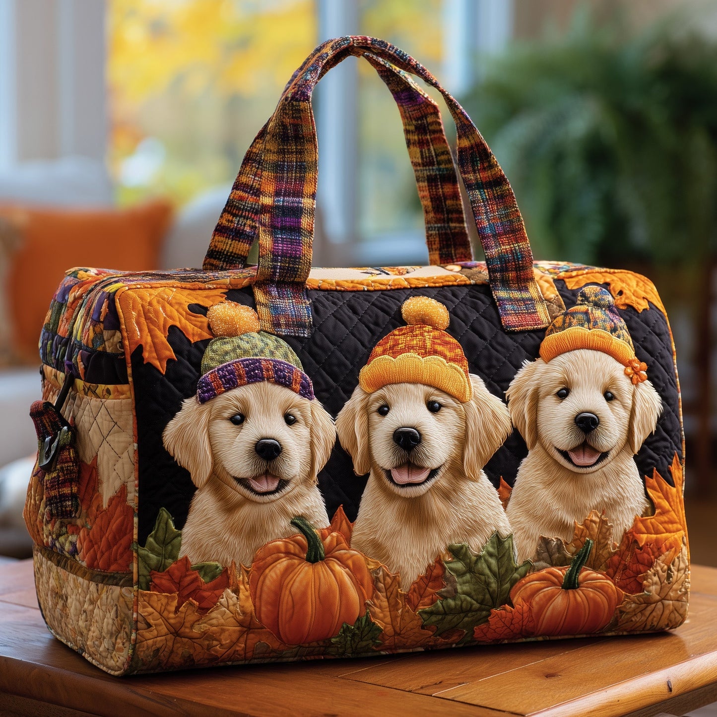 Fall Golden Retriever Quilted Duffle Bag GFTONL5847