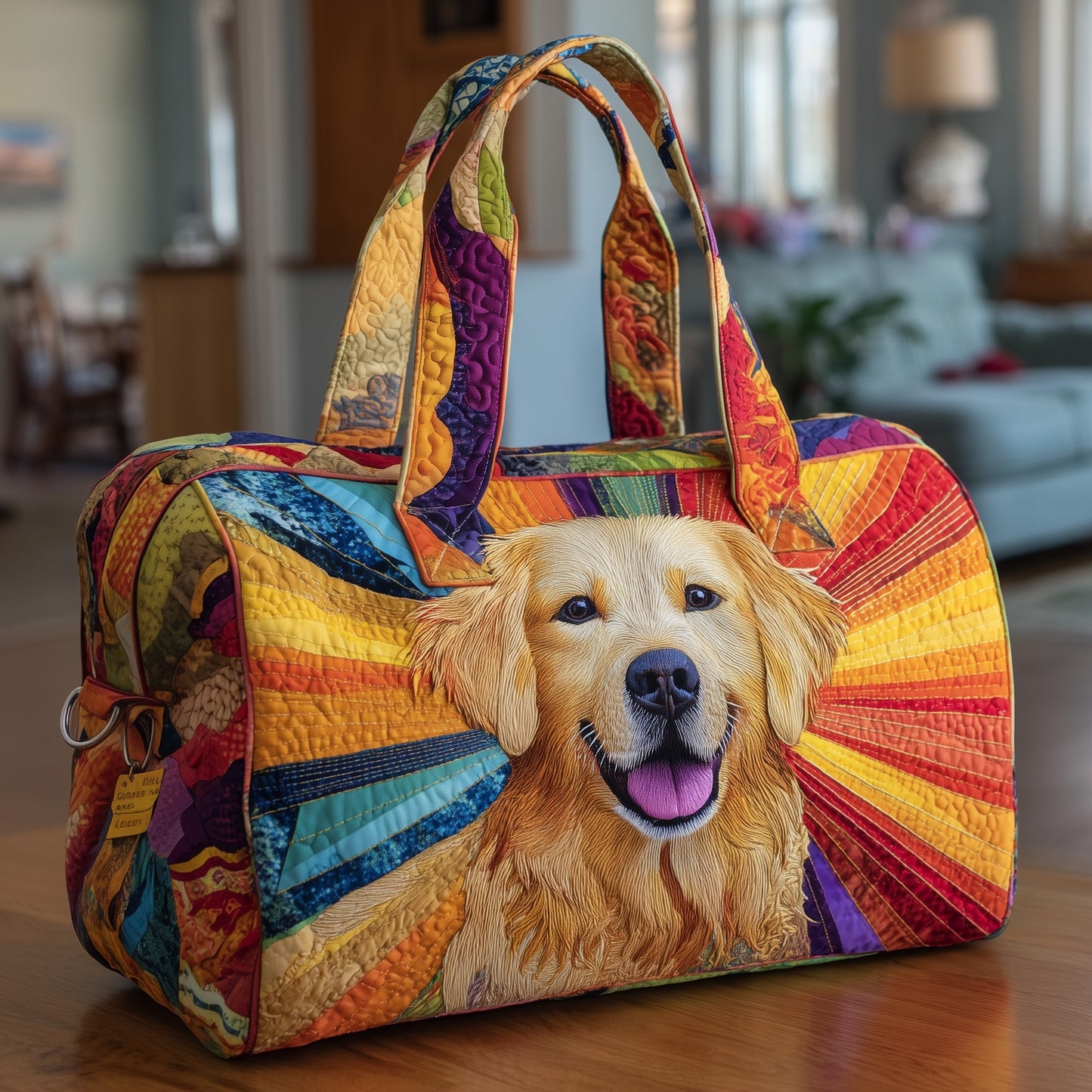 Cheerful Golden Retriever Quilted Duffle Bag GFTONL5848