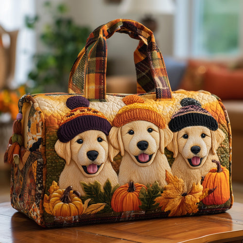 Pumpkin Golden Retriever Quilted Duffle Bag GFTONL5849