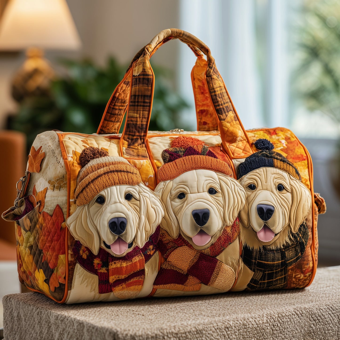 Fall Golden Retriever Quilted Duffle Bag GFTONL5850