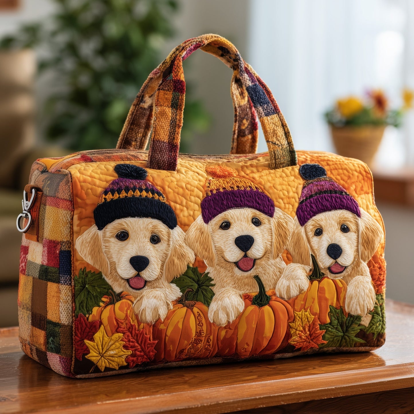 Pumpkin Golden Retriever Quilted Duffle Bag GFTONL5855