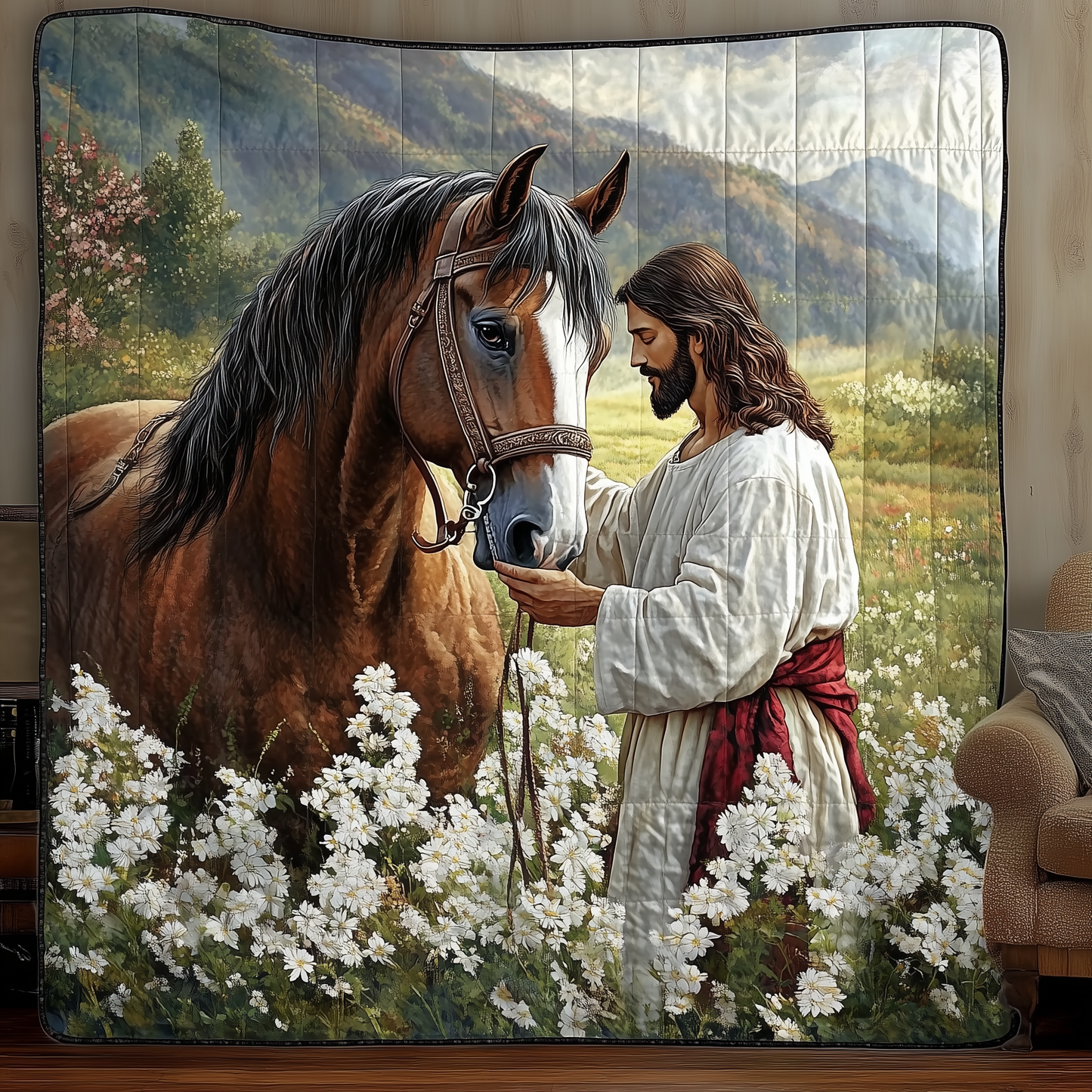 Horse Meets Jesus Quilted Blanket GFTONL586